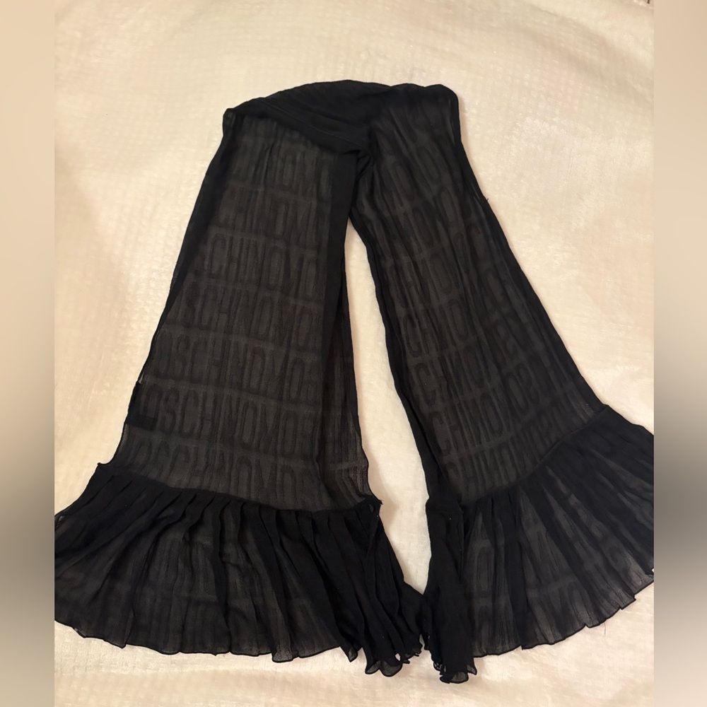 Moschino Italian silk black scarf, goth, dark coquette